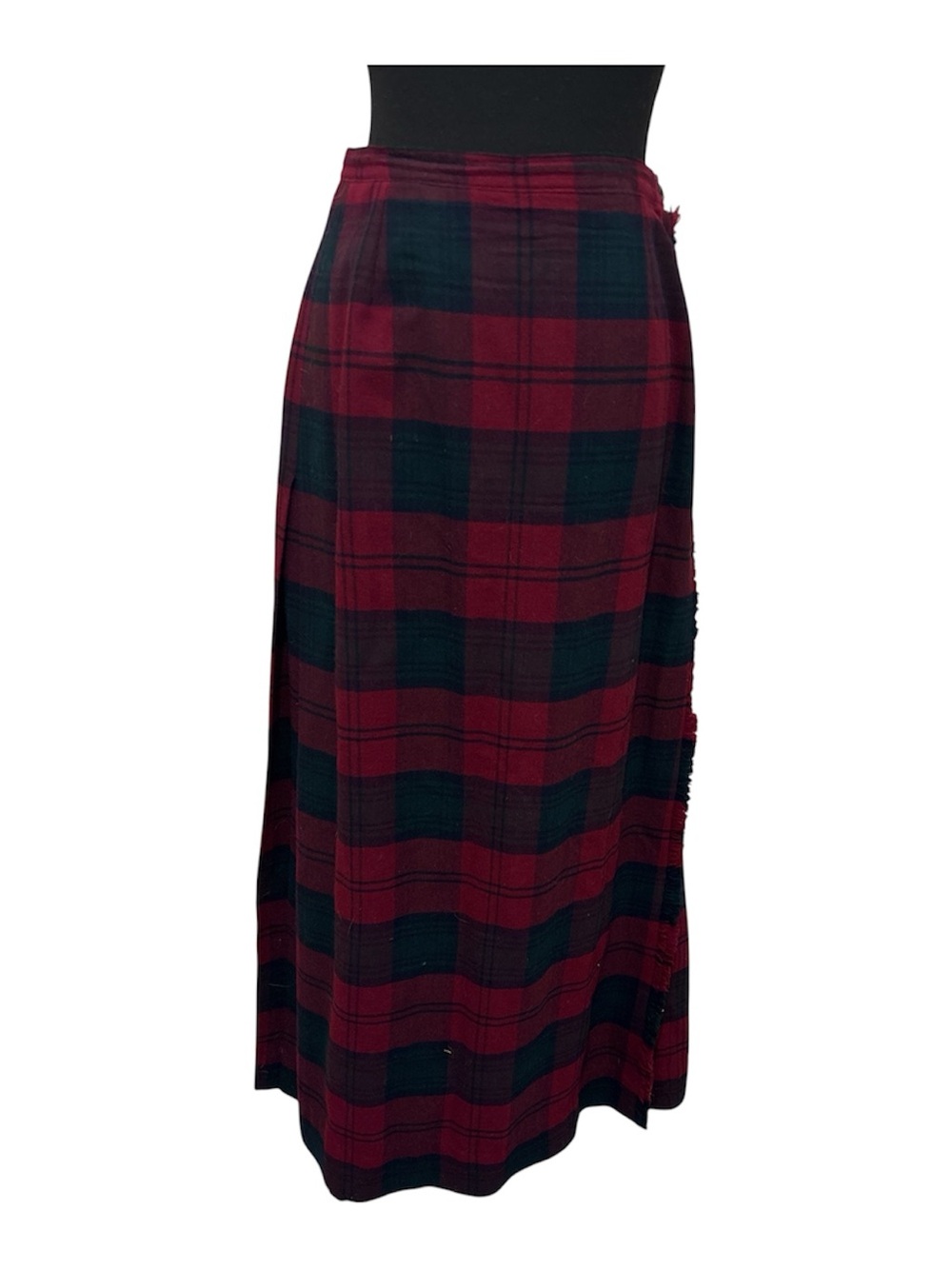 Lyle & Scott Burgundy and Black Plaid Maxi Skirt